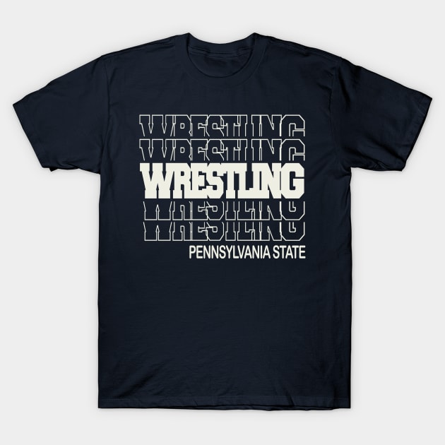 Wrestling Pennsylvania State in Modern Stacked Lettering T-Shirt by tropicalteesshop